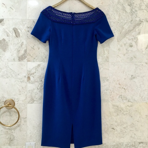 BADGLEY MISCHKA {6} Cocktail Dress Blue Beaded ⭐️HP⭐️ - Picture 4 of 14